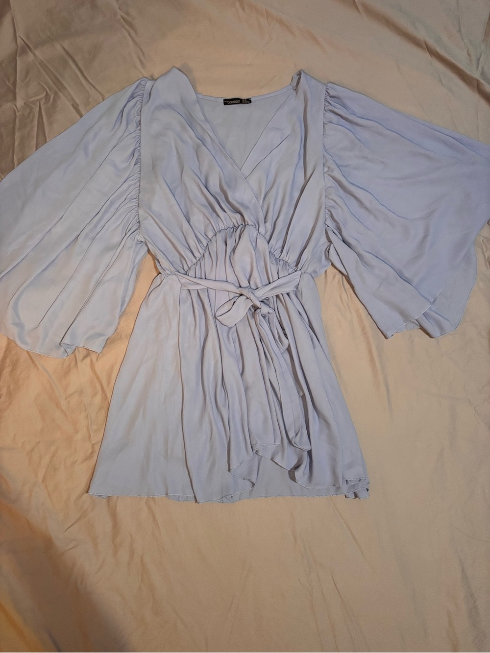 Boohoo Pale Blue Wrap Top